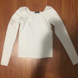 White long sleeve square neck shirt